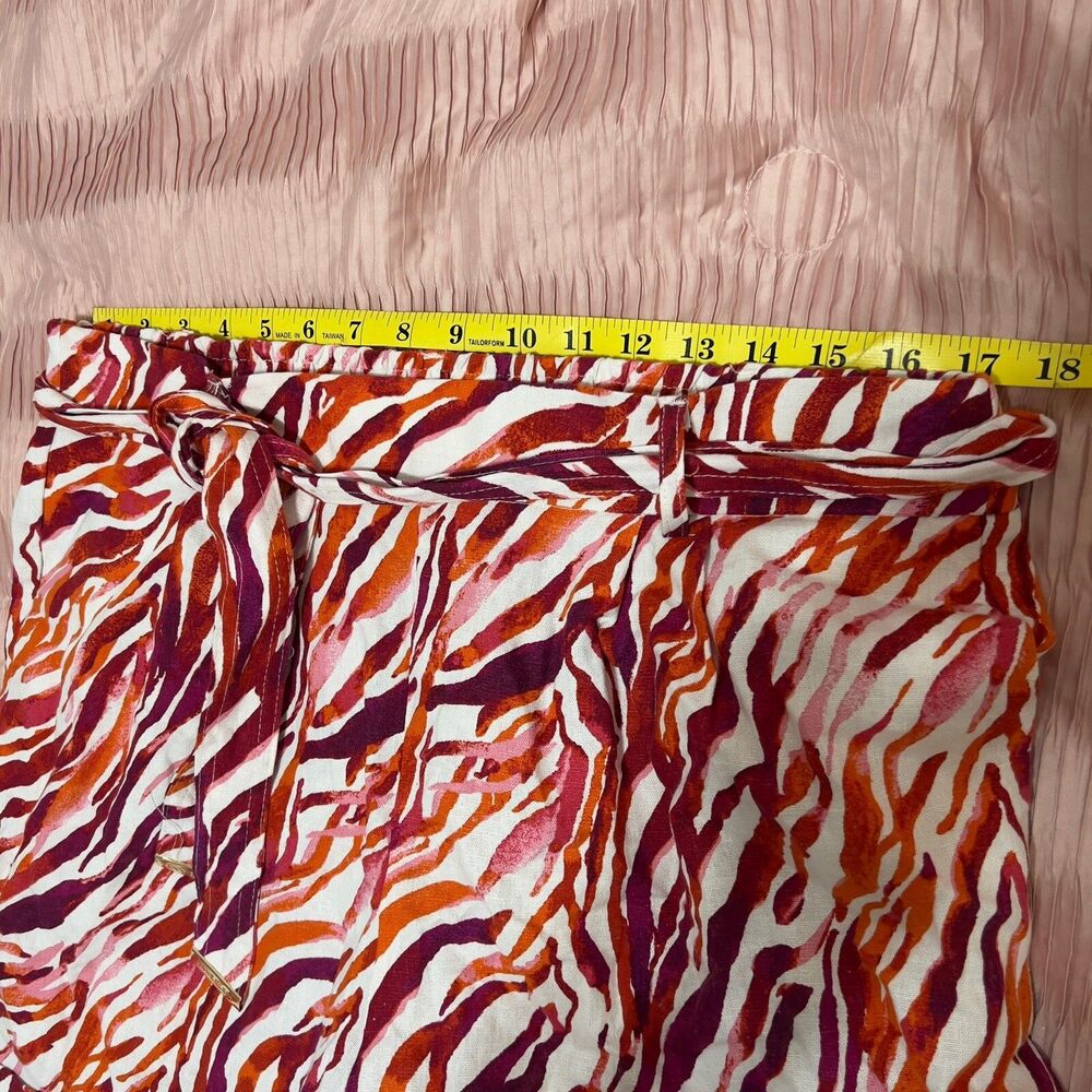 Anne Klein Orange Multicolor Linen Zebra Print Pockets Shorts Size L - Picture 7 of 7
